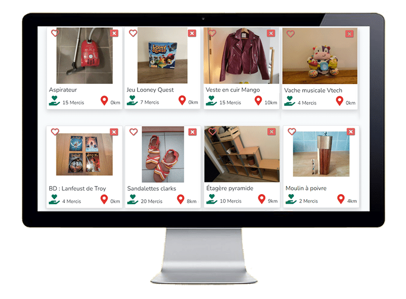 Objets à donner sur Lapilothèque - Aspirateur, jeu, veste, jouet, BD, chaussures, étagère, ustensile de cuisine